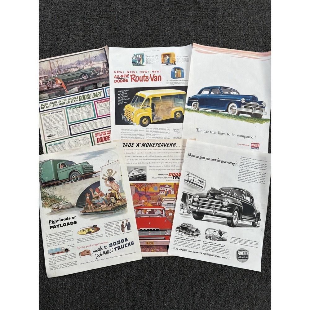 Lot Vintage Dodge  Print Ads‎ 1950s 1960s Magazine Ephemera Classic